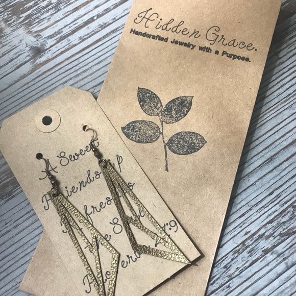 Golden Geo Hidden Grace Earrings - Picture 2 of 2